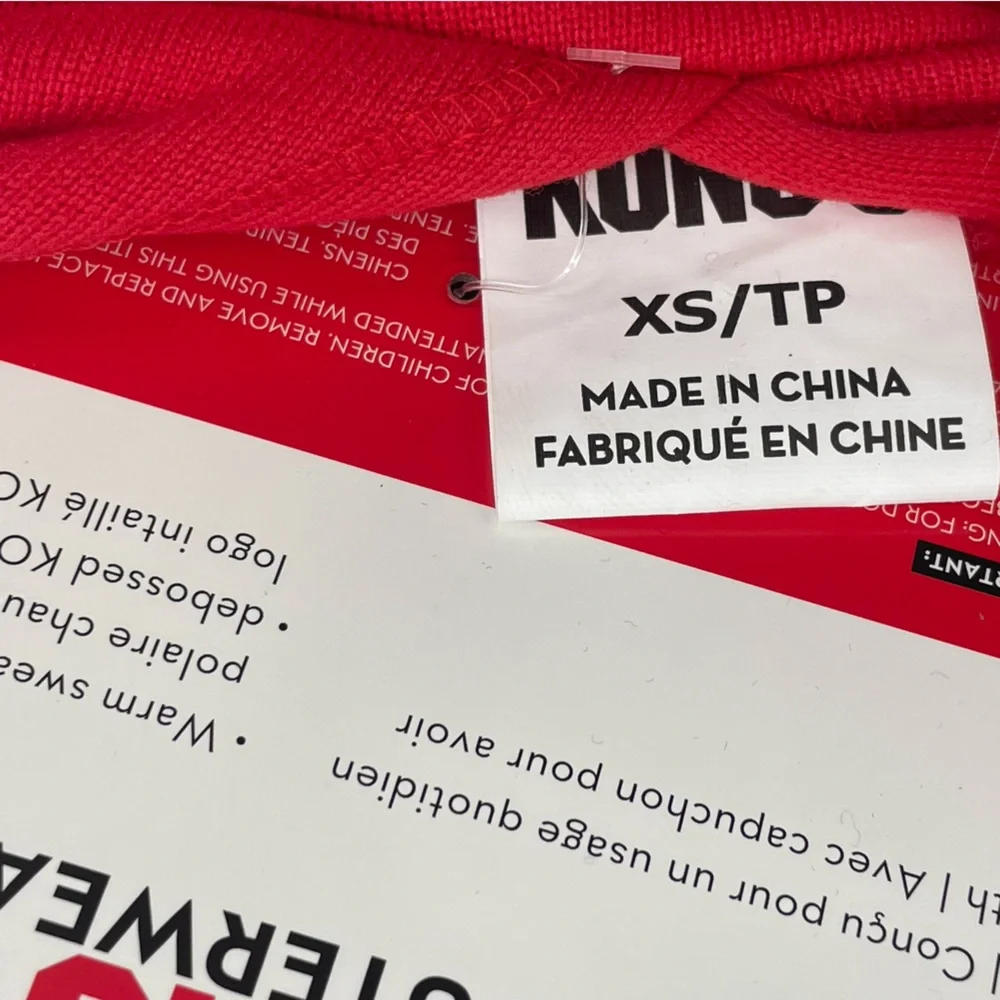 Dog KONG OuterWear Size XS Trim striped Fleece pull over Hoodie Red & White‎
